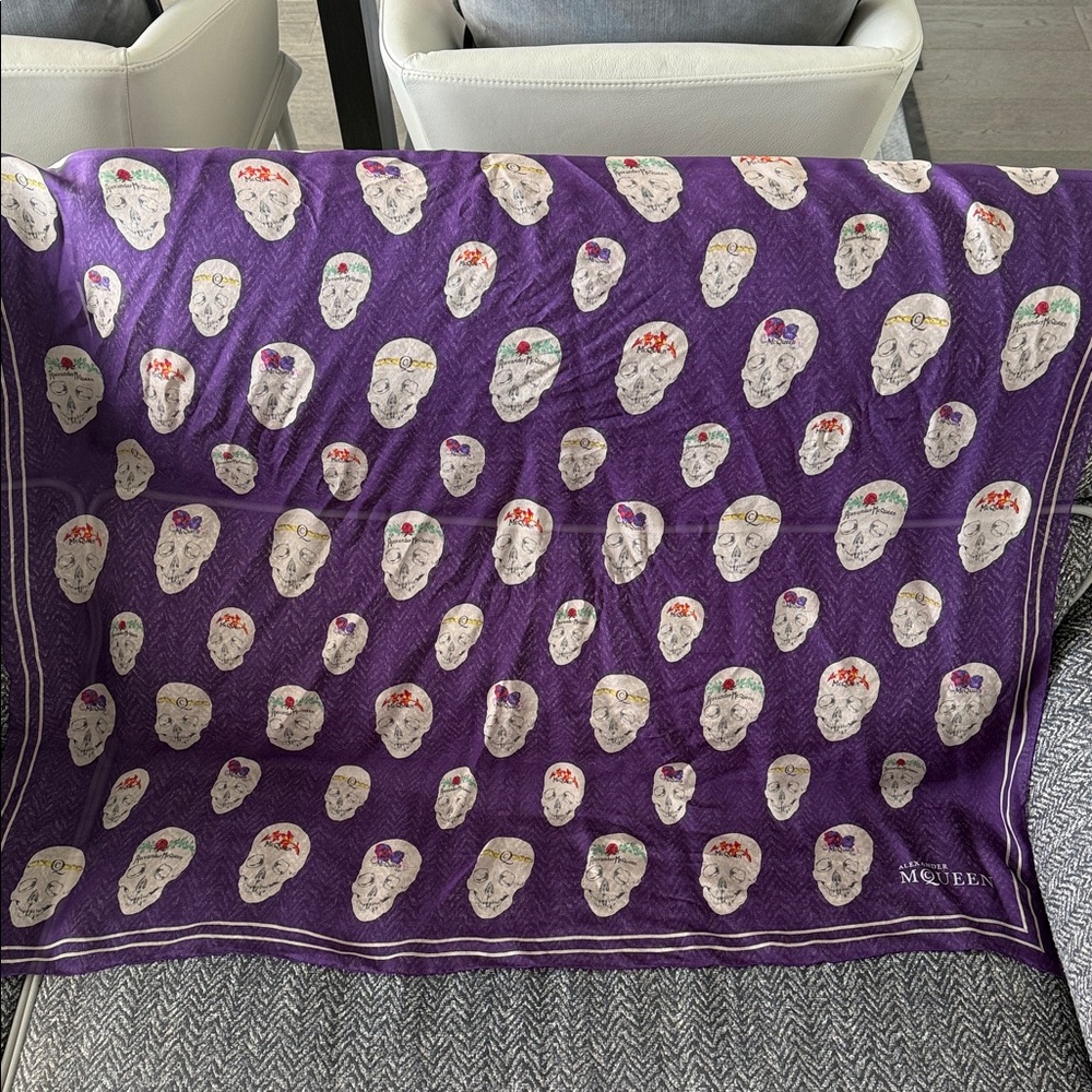 Alexander McQueen Purple Skull Pattern Scarf